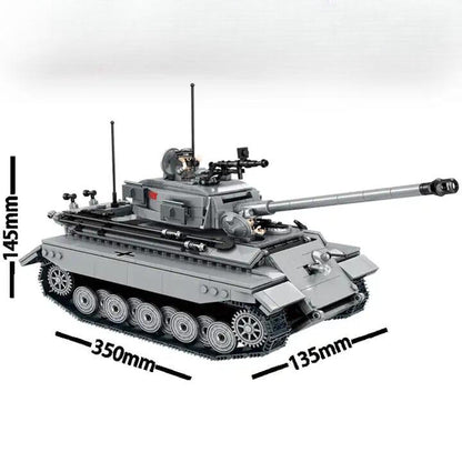 WWII - German King Tiger Tank - Grey - Mil-Blox
