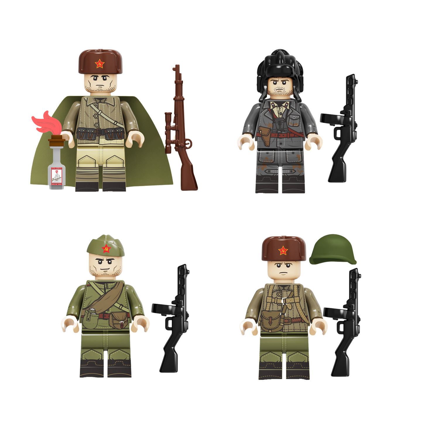 WWII - Russian Army Conscripts - 4 Man Squad - Mil-Blox
